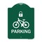 Signmission Parking With Cycle and Lock, Green & White Aluminum Architectural Sign, 18" x 24", GW-1824-23476 A-DES-GW-1824-23476 - alternate 1